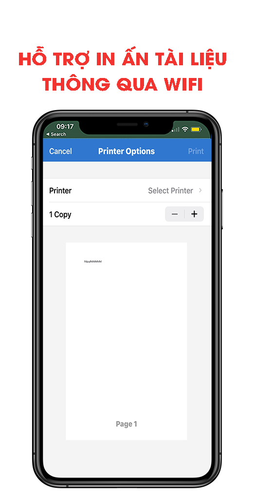 Hỗ trợ in ấn tài liệu thông qua wifi