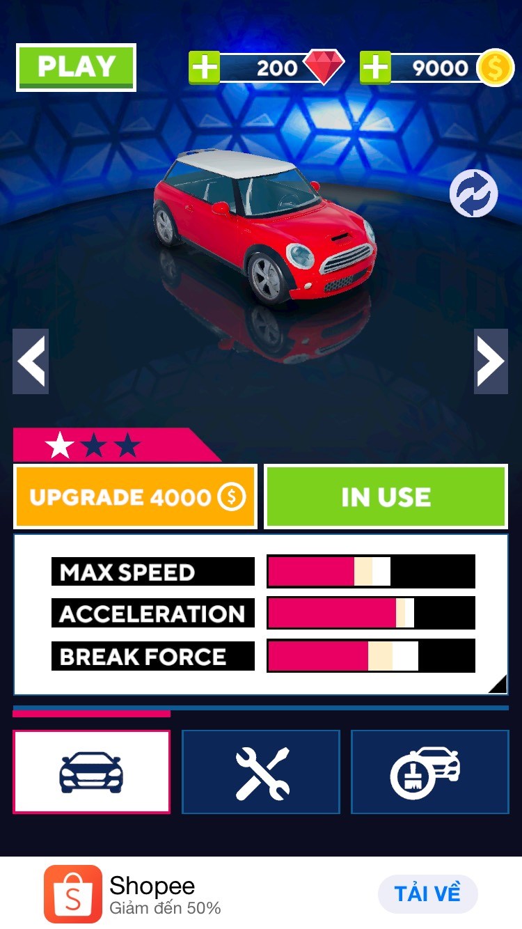 n&acirc;ng cấp xe trong Smash Cars 