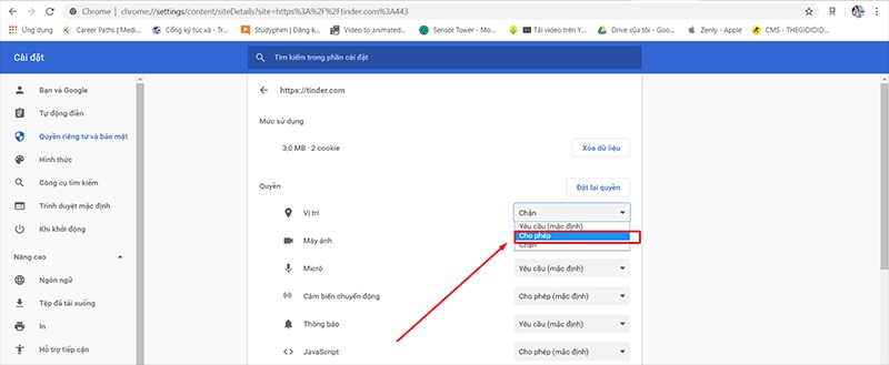 chọn cho ph&eacute;p