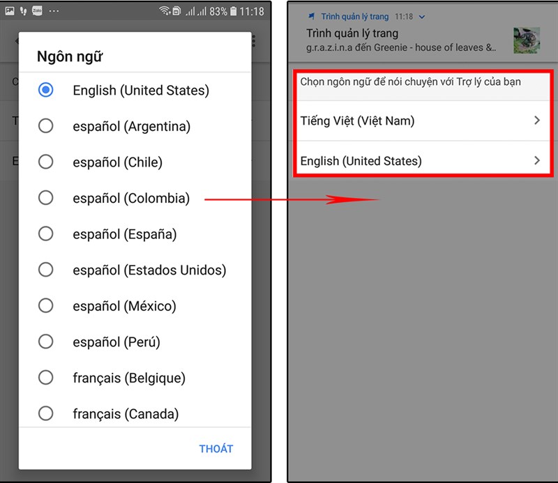 T&iacute;ch chọn ng&ocirc;n ngữ m&agrave; bạn muốn sử dụng