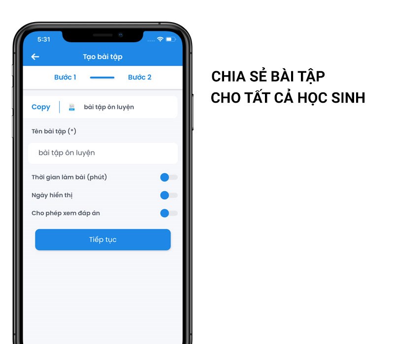 Chia sẻ bài tập với học sinh nhanh chóng