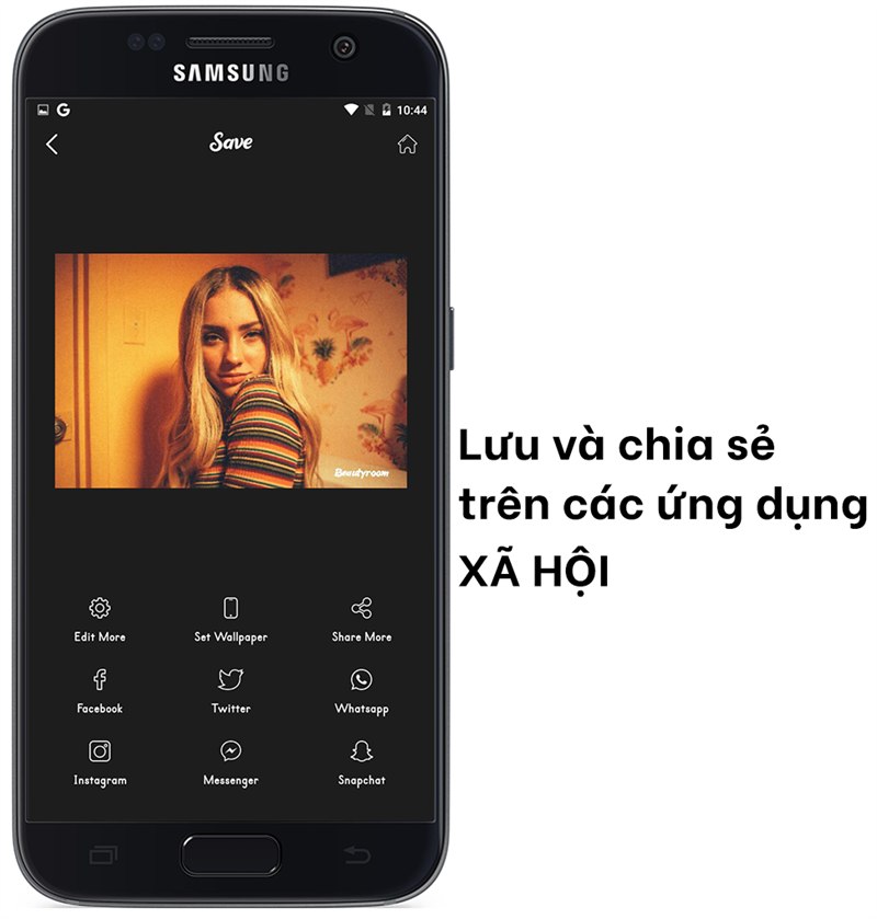 Sweet face camera - Lưu v&agrave; chia sẻ tr&ecirc;n c&aacute;c ứng dụng x&atilde; hội
