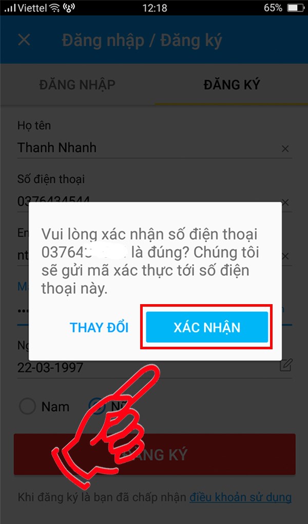 Chọn xác nhận.