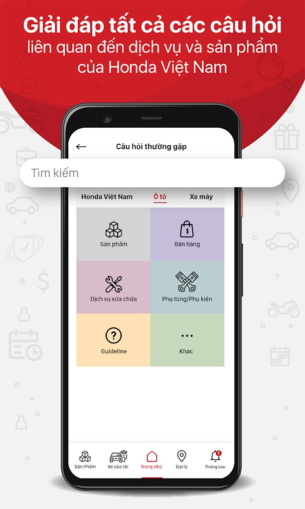 Chức năng giải đáp thắc mắc của ứng dụng My Honda+