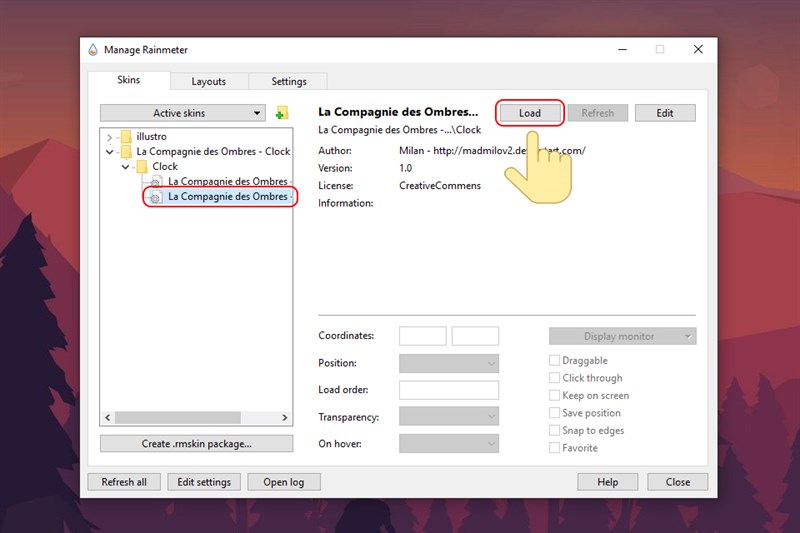  Load skin mới v&agrave;o giao diện Desktop