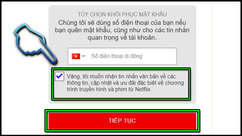 Nhập số điện thoại để khôi phục mật khẩu 