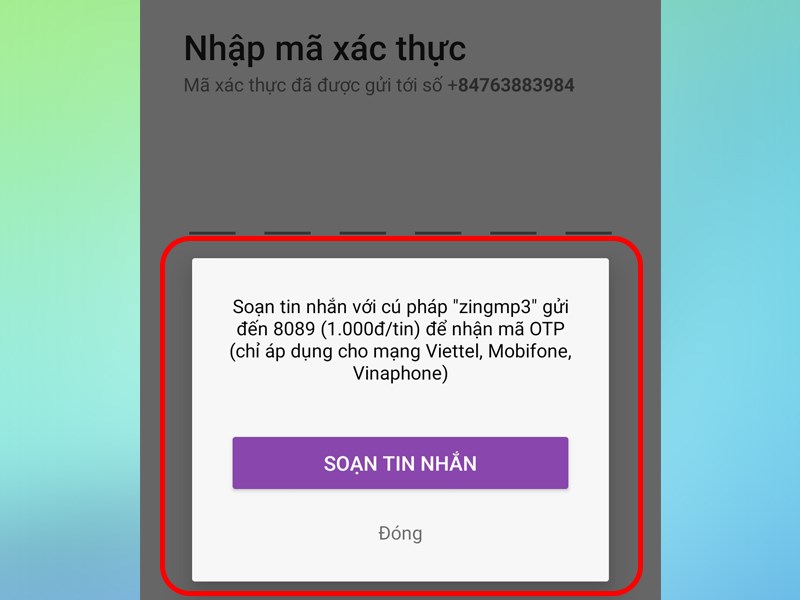 Bước 3: Soạn tin nhắn theo cú pháp “zingmp3” gửi 8089 để nhận mã kích hoạt.