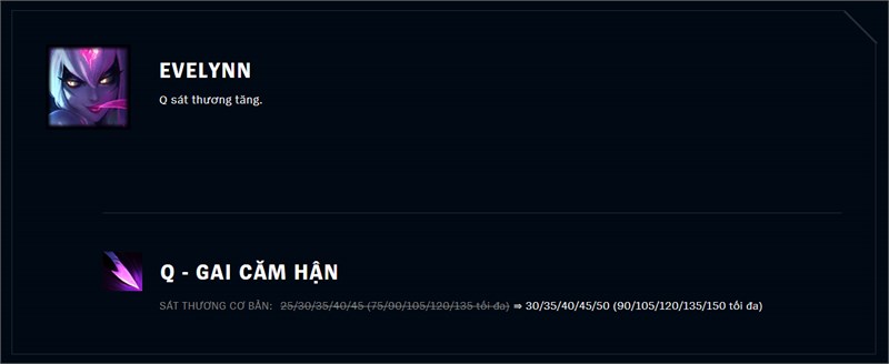 Tăng sát thương Q của Evelynn