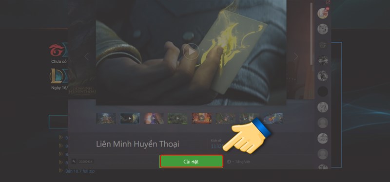 Chọn cài đặt 