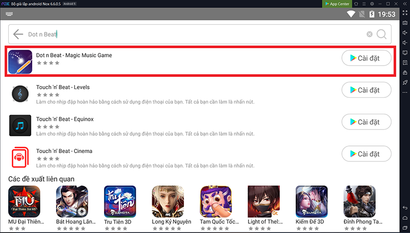 tìm kiếm game Dot n Beat trên giả lập Nox 