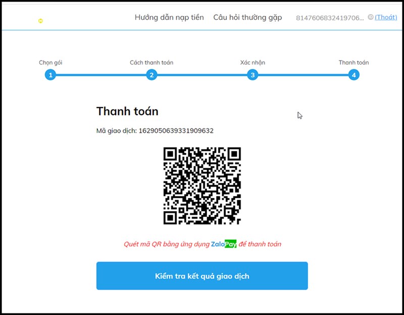 Bước 3: mở ứng dụng ZaloPay trong điện thoại để quét mã QR và xác nhận thanh toán.