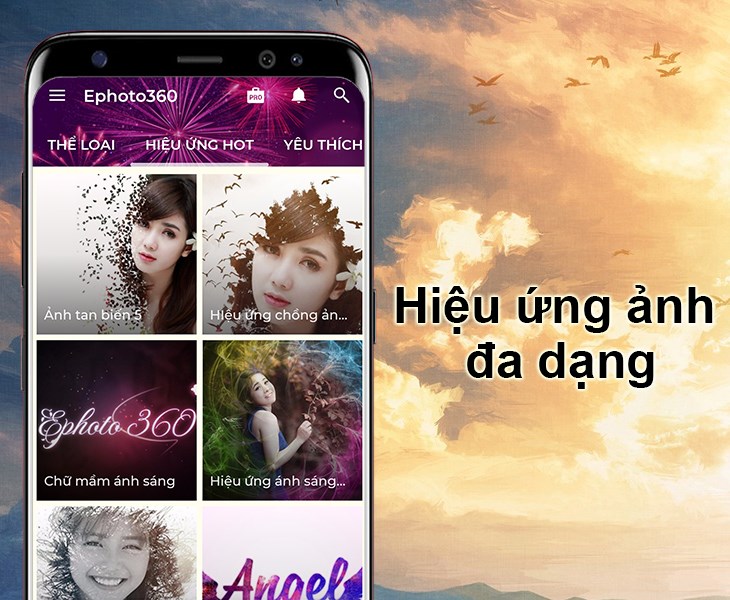 Ephoto 360 c&oacute; nhiều hiệu ứng ảnh kh&aacute;c nhau