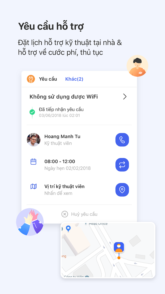 Gửi yêu cầu hỗ trợ trên ứng dụng Hi FPT