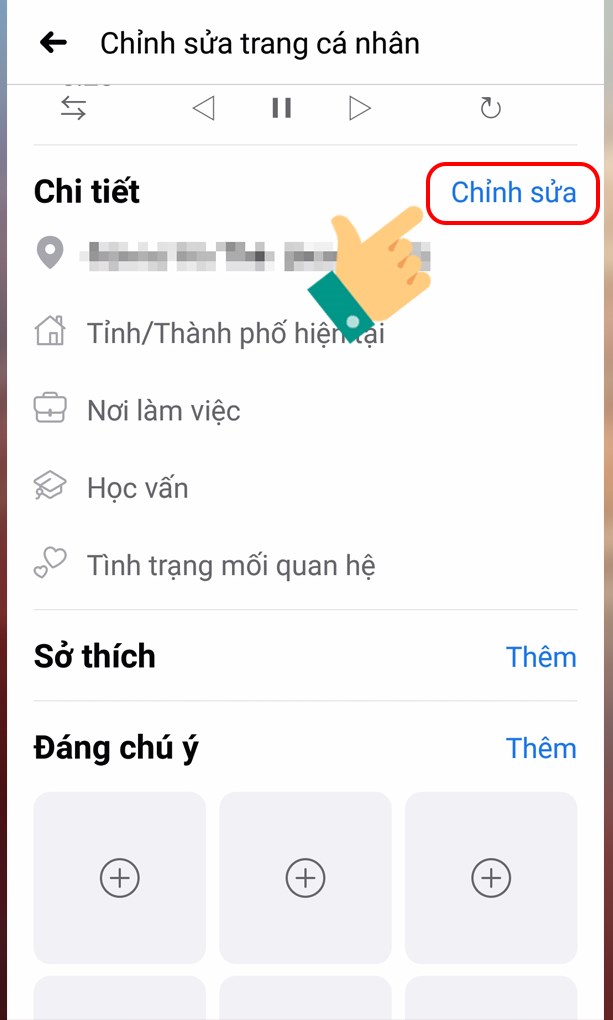 Tại mục chi tiết, các bạn hãy bấm Chỉnh sửa.