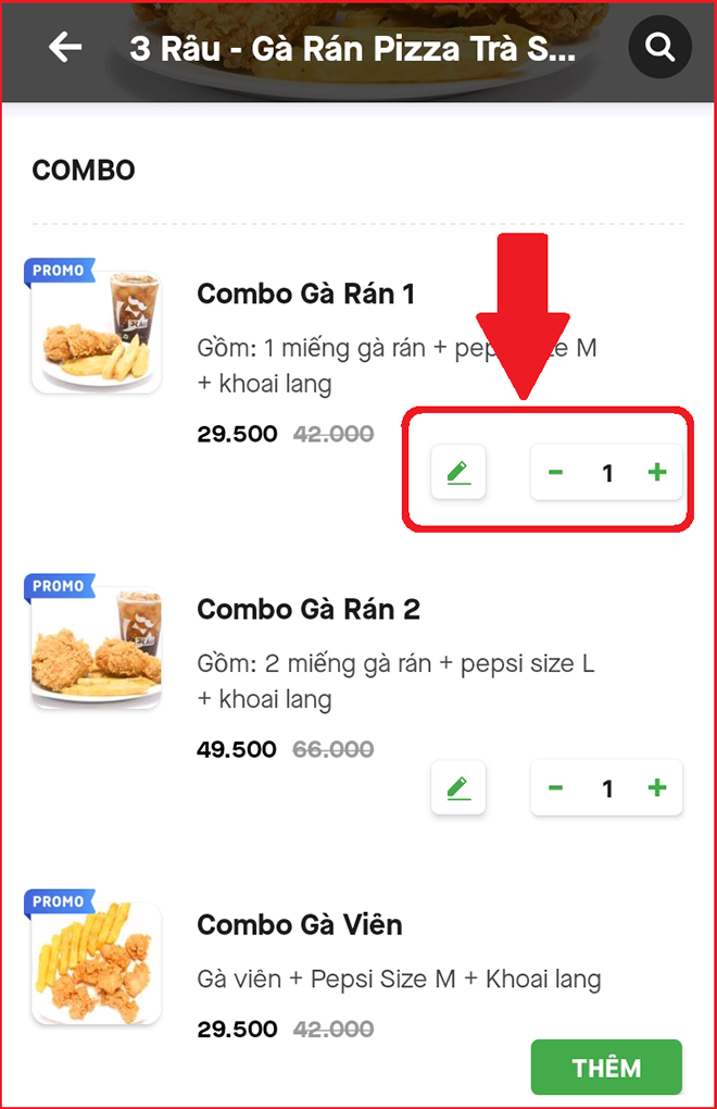 Chọn số lượng m&oacute;n, ghi ch&uacute; m&oacute;n ăn