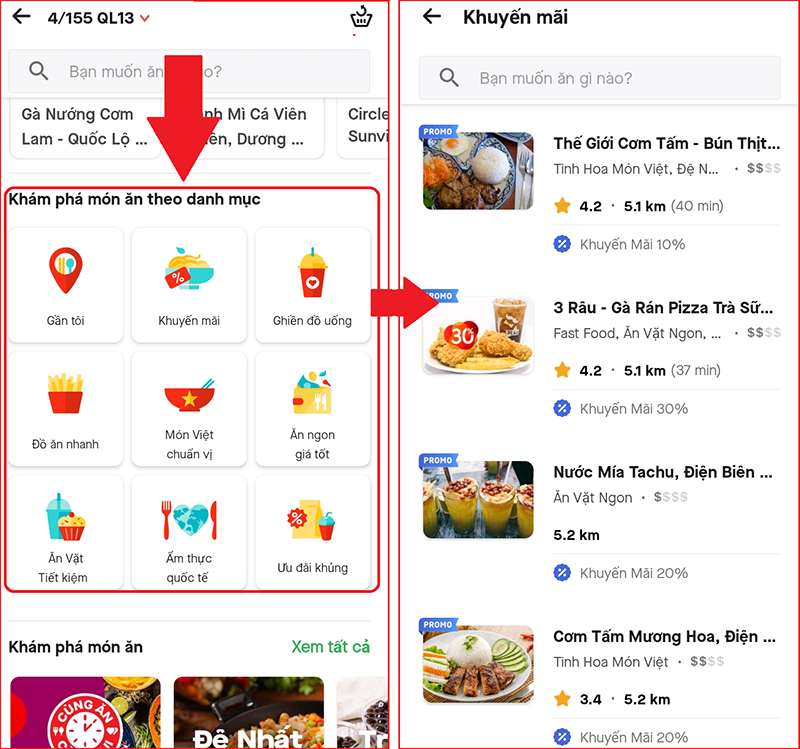 T&igrave;m cửa h&agrave;ng theo danh mục m&oacute;n ăn