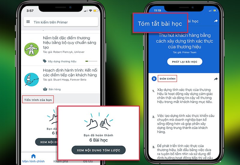 Theo dõi tiến trình học tập và tóm tắt bài học