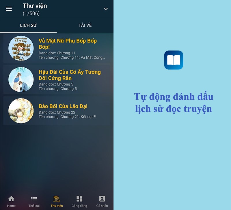 Tự động đánh dấu lịch sử đọc truyện