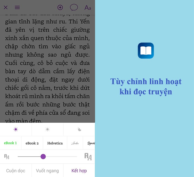 Tùy chỉnh linh hoạt khi đọc truyện