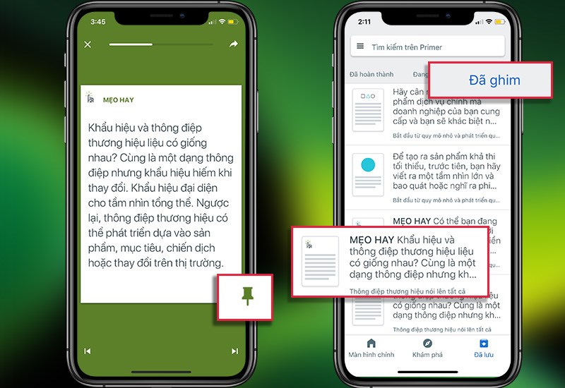 Ghim lại những phần nội dung quan trọng