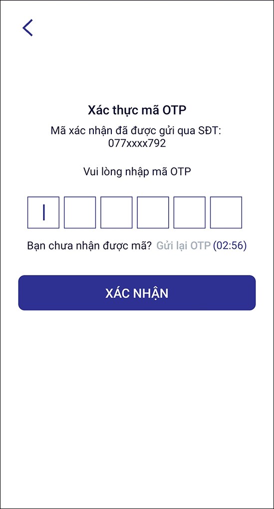 Nhập m&atilde; x&aacute;c nhận OTP
