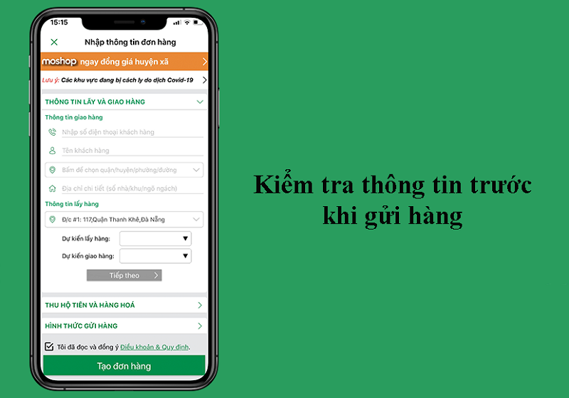Kiểm tra thông tin trước khi gửi