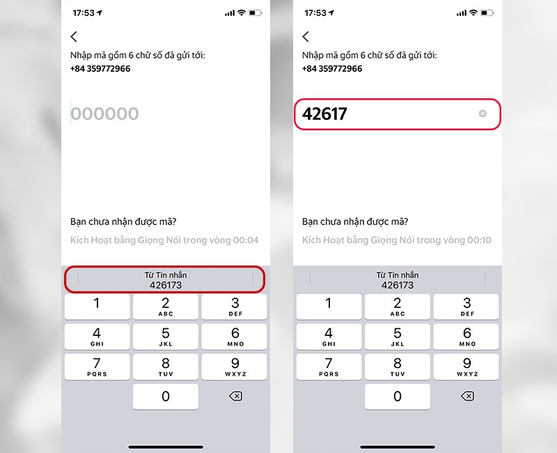 Nhập m&atilde; x&aacute;c thực được gửi về tin nhắn số thoại bạn vừa nhập ở bước 1