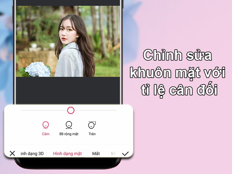 Tuỳ chỉnh khuôn mặt với tỉ lệ cân đối trên Meitu