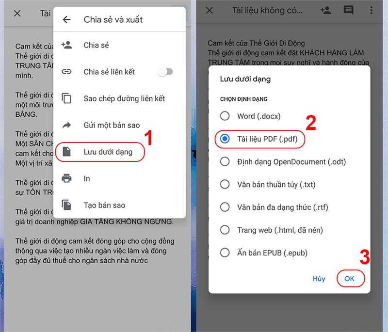 Lưu file tài liệu dưới dạng PDF