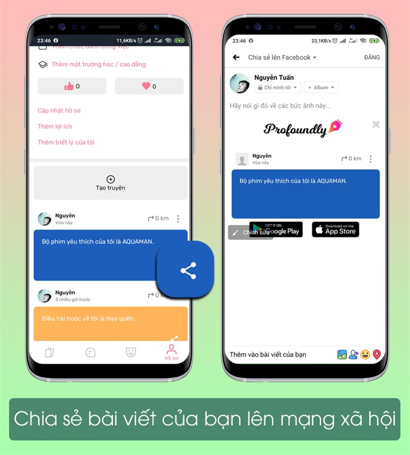 Chia sẻ b&agrave;i viết về trạng th&aacute;i của m&igrave;nh l&ecirc;n trang mạng x&atilde; hội