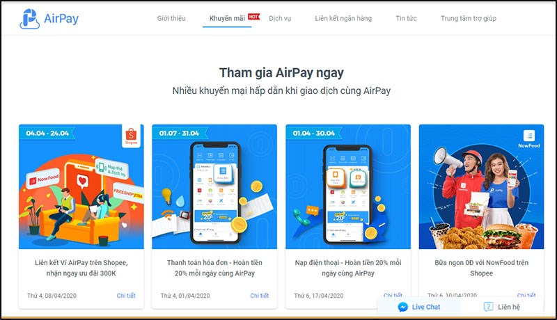 Các chương trình khuyến mãi của AirPay