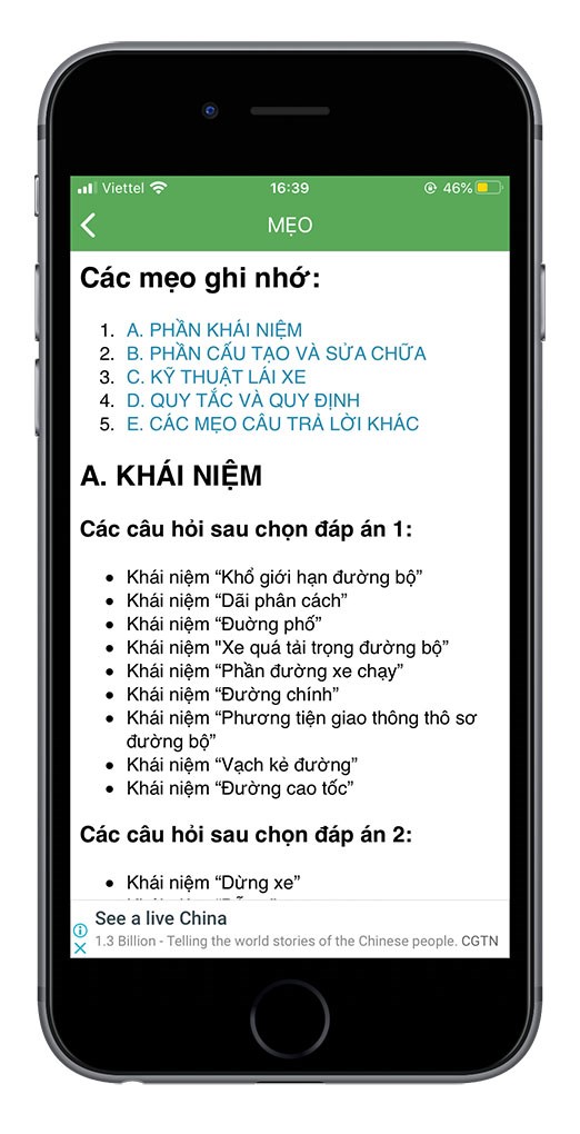 Mẹo ghi nhớ c&acirc;u hỏi tr&ecirc;n ứng dụng &Ocirc;n thi giấy ph&eacute;p l&aacute;i xe