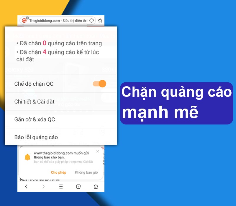 UC Browser giúp người dùng chặn quảng cáo hữu ích