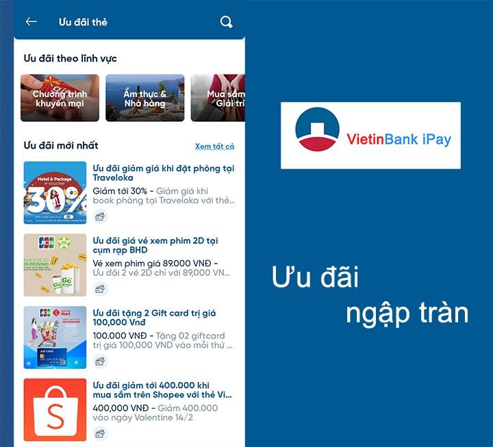 Hàng ngàn ưu đãi dành cho bạn khi sử dụng VietinBank iPay