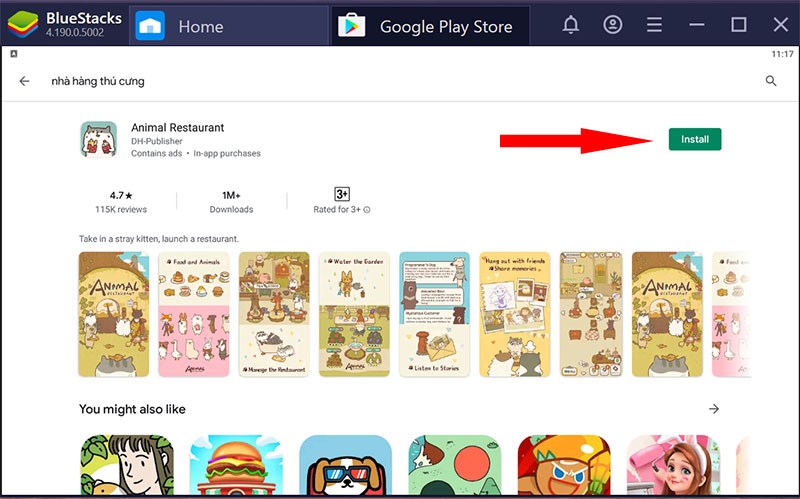 Tải game Nhà hàng thú cưng bằng phần mềm BlueStacks