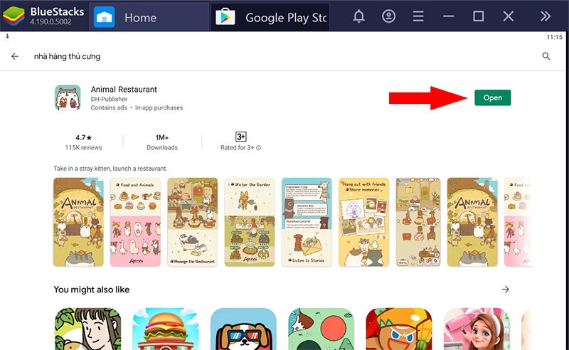 Mở game Nhà hàng thú cưng trên phần mềm BlueStacks