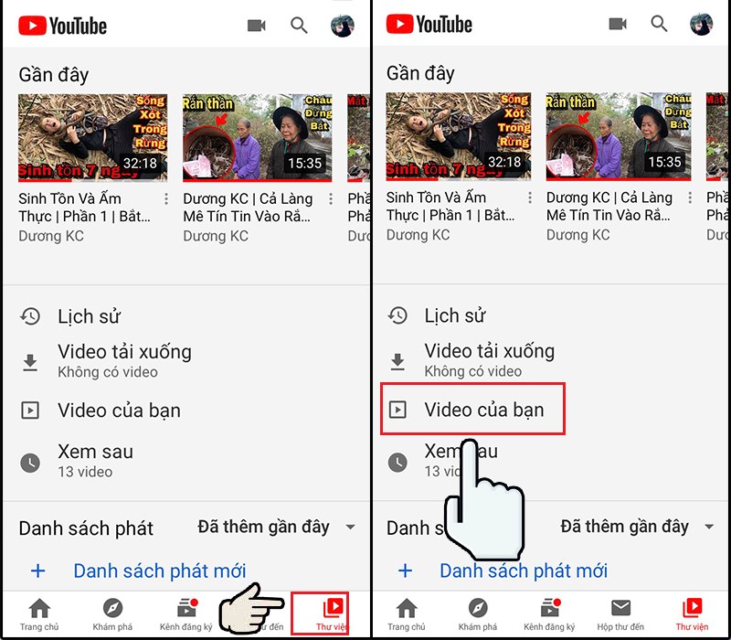 Vào thư viện tải video