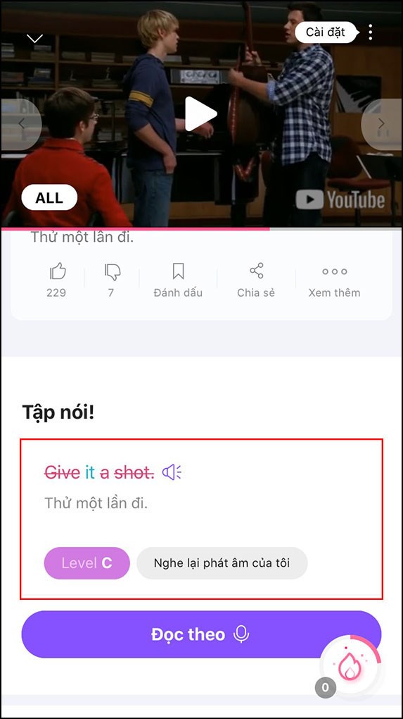 Đọc và phát hiện lỗi sai của câu mẫu