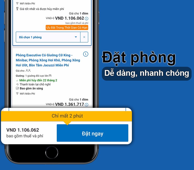 Đặt ph&ograve;ng nhanh ch&oacute;ng với Booking