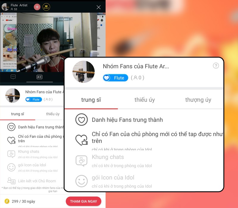Tham gia v&agrave;o nh&oacute;m Fan để được huy hiệu người h&acirc;m mộ độc quyền tr&ecirc;n ứng dụng Nonolive