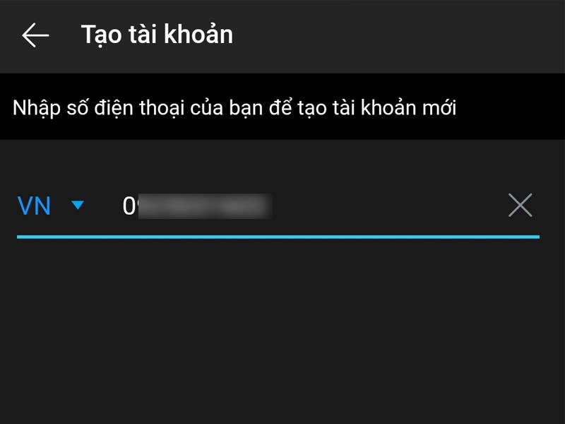 Bước 2: Đăng ký tài khoản Zalo: Nhập số điện thoại bạn muốn đăng ký.