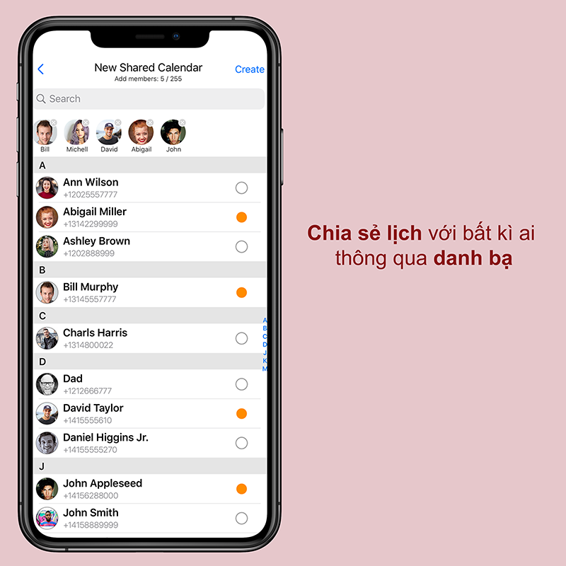 Đồng bộ sự kiện v&agrave; chia sẻ