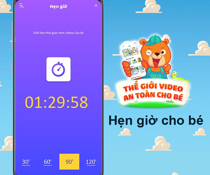 Hạn chế thời gian sử dụng ứng dụng POPS Kids cho bé
