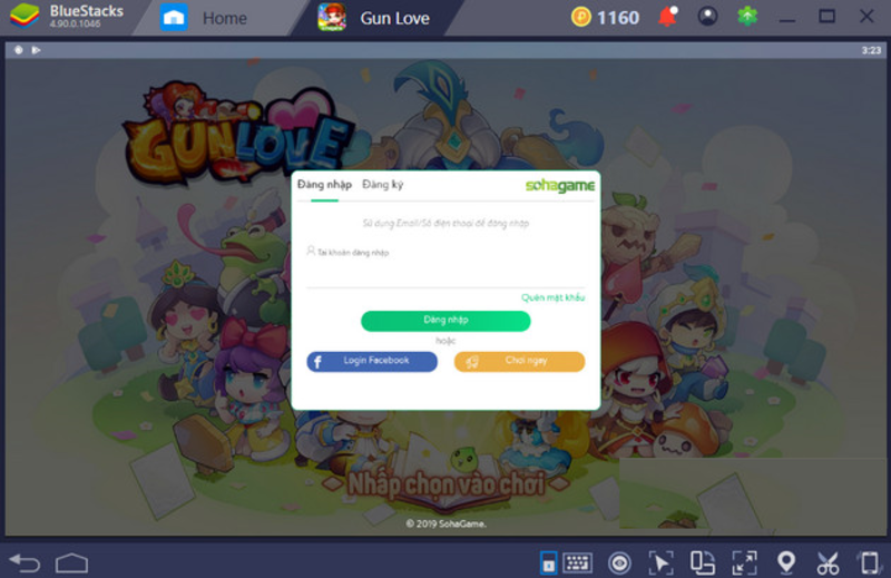 Đăng ký tài khoản game, sau đó đăng nhập để vào chơi game
