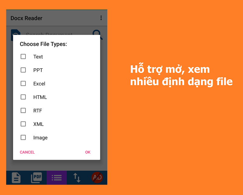 Hỗ trợ mở, xem nhiều định dạng dữ liệu