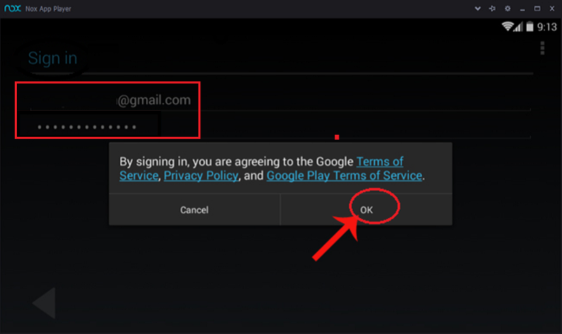 Điền thông tin tài khoản Gmail và mật khẩu của bạn > Chọn OK > Chọn Next.