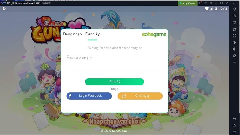 Đăng ký tài khoản và đăng nhập để chơi game