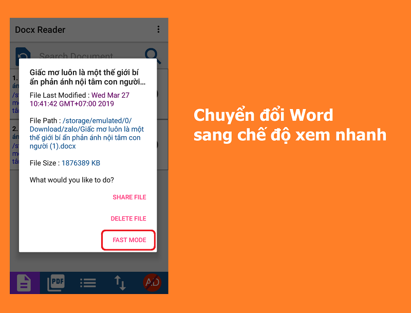 Chuyển đổi Word sang chế độ xem nhanh