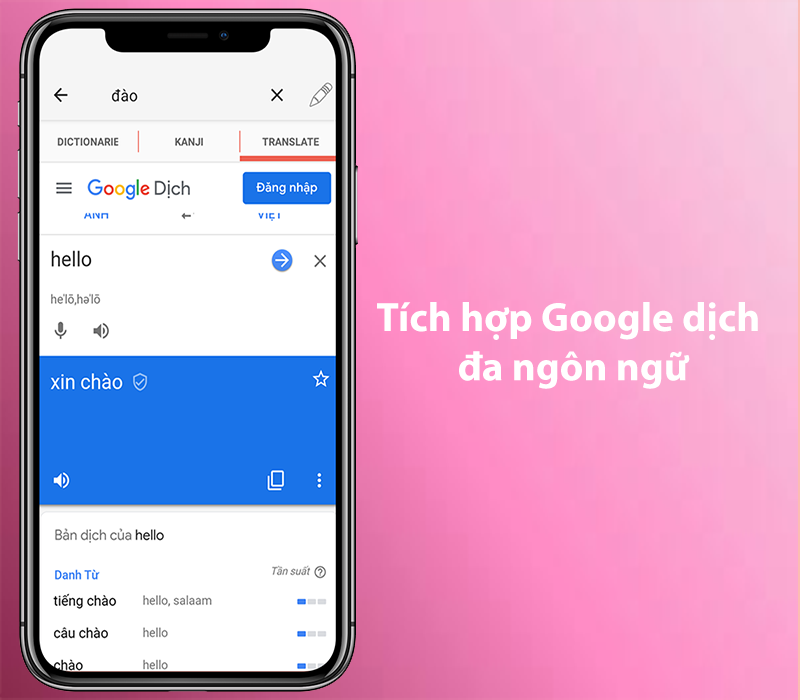 Tích hợp Google dịch đa ngôn ngữ