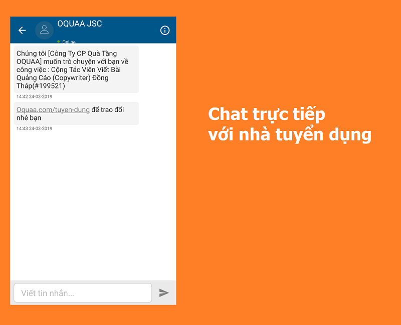  Chat trực tiếp với nhà tuyển dụng 